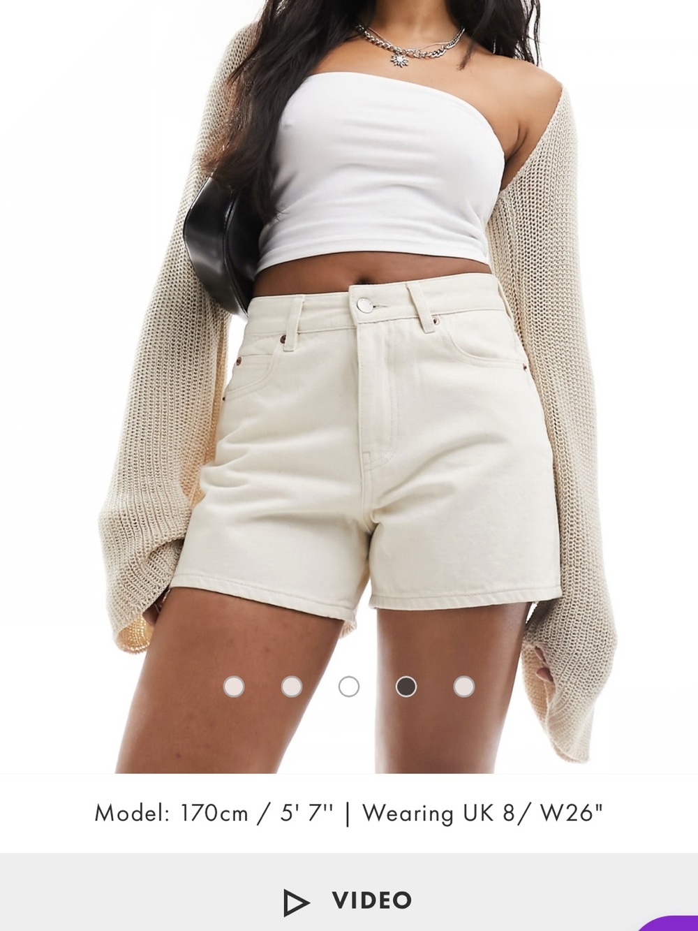 Dr Denim Nora High-Waist Cream Ecru Women’s Denim Shorts